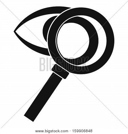 Magnifying glass with eye icon. Simple illustration of magnifying glass with eye vector icon for web