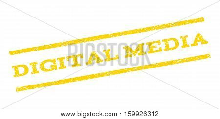 Digital Media watermark stamp. Text caption between parallel lines with grunge design style. Rubber seal stamp with dirty texture. Vector yellow color ink imprint on a white background.