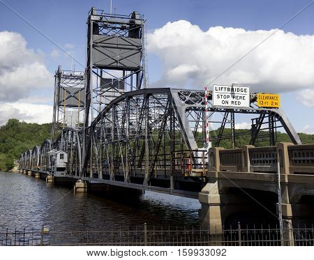 Stillwater lift bridge entrance on the St. Croix River.