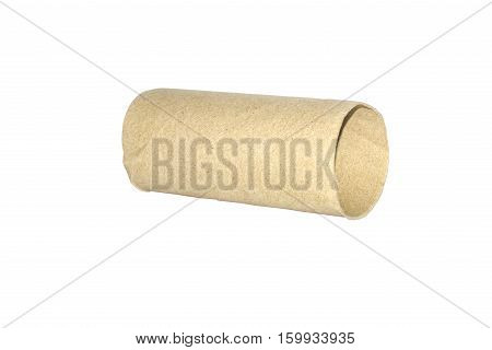 empty tissue paper roll isolated on white background