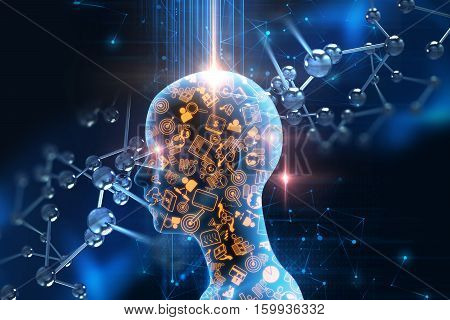Virtual Human 3Dillustration On Business And Learning Technology  Background