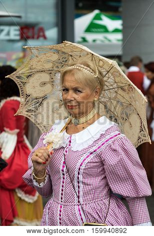 FUNCHAL MADEIRA PORTUGAL - SEPTEMBER 4 2016: Madeira Wine Festival - Historical and Ethnographic parade in Funchal on Madeira. Portugal