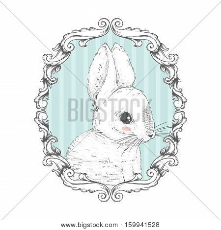 Rabbit in the frame. Hand drawing. Vector illustration EPS10