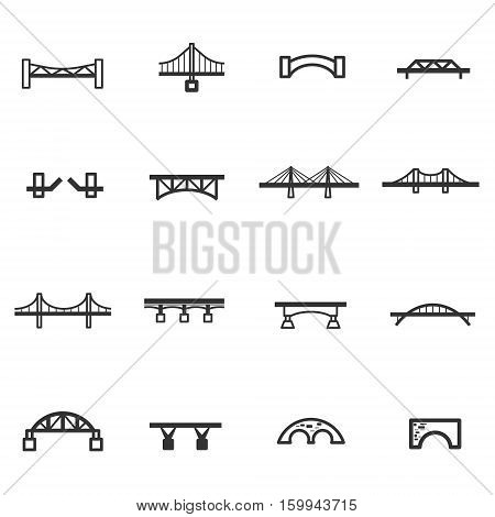 bridge line icon set vector eps 10