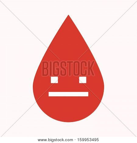 Isolated Blood Drop With A Emotionless Text Face