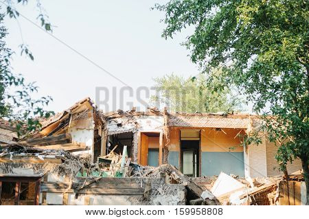 Destroyed by the earthquake building.  Destroyed by the earthquake building. People were left without homes.