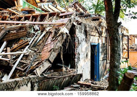 Destroyed by the earthquake building. People were left without homes.