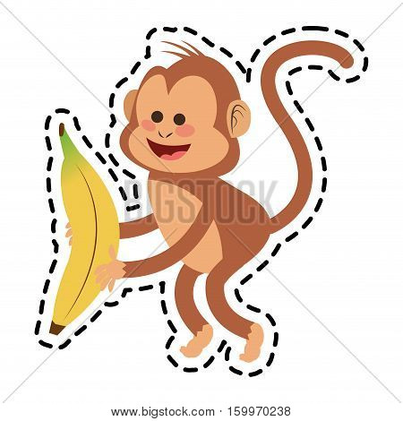 Monkey cartoon icon. Animal wildlife aple and wild theme. Isolated design. Vector illustration