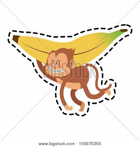 Monkey cartoon icon. Animal wildlife aple and wild theme. Isolated design. Vector illustration