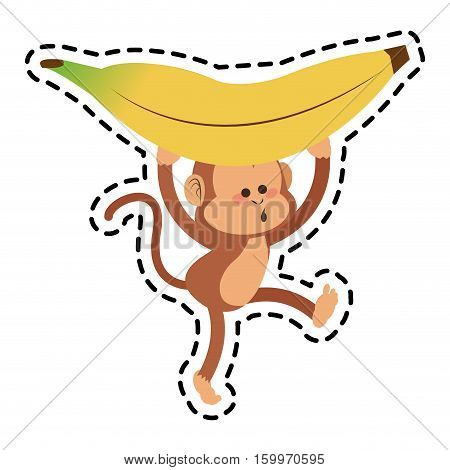 Monkey cartoon icon. Animal wildlife aple and wild theme. Isolated design. Vector illustration