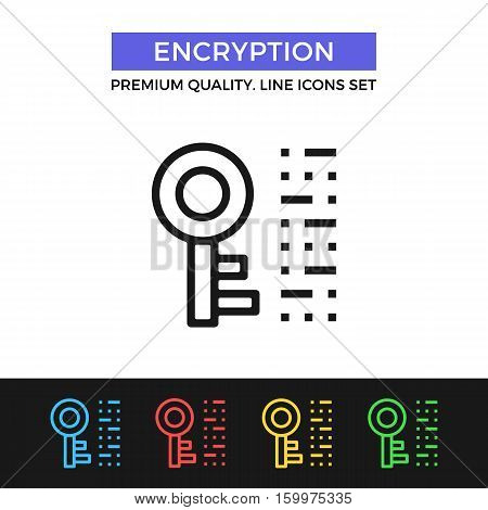 Vector encryption icon. Decode, encode information concept. Premium quality graphic design. Modern signs, outline symbols, simple thin line icons set for websites, web design, mobile app, infographics