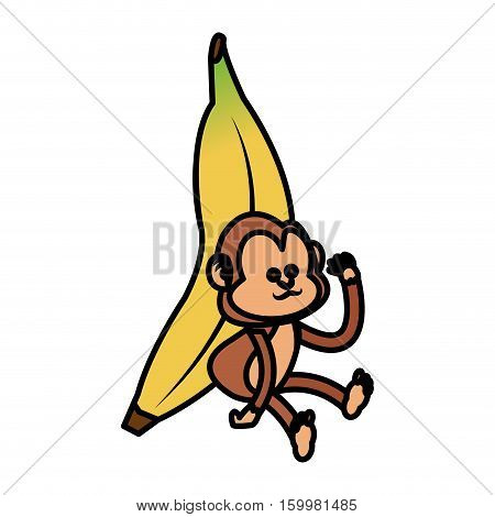 Monkey cartoon icon. Animal wildlife aple and wild theme. Isolated design. Vector illustration