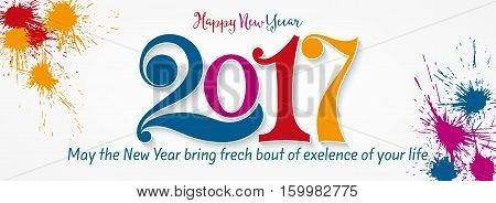 Happy new year 2017. Year 2017 vector design element. New Year vector ilustration for your web design and print banner template social networks cover.