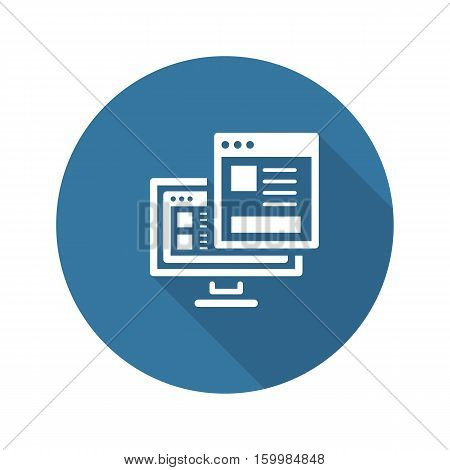 Landing Page Icon. Business and Finance. Isolated Illustration. Desktop with web page. Descktop computer with landing page.