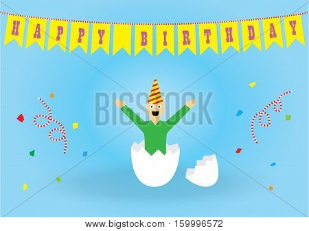 Funny birthday card in a simple style. Vector illustration.