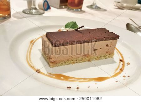Fancy, Gourmet Chocolate Dessert With Whipped Topping