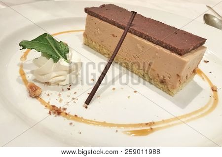 Fancy, Gourmet Chocolate Dessert With Whipped Topping