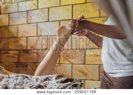 Total Relaxation. Beautiful Young Wwoman Get Balinese Or Thai Massage