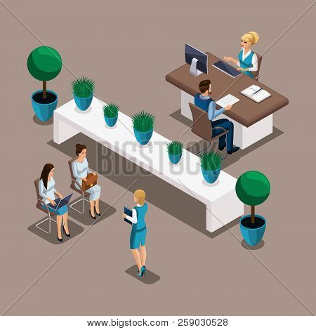 Isometry Of The Waiting List For A Bank Credit Counselor To Obtain A Loan For Business Development. 