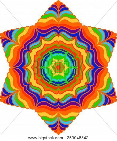 Lacy Mandala. Round Rainbow Colors Pattern. Vintage Decorative Element For Web, Prints, Cards, Poste