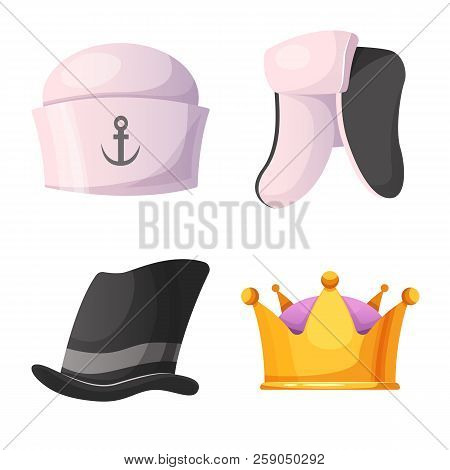 Isolated Object Of Headgear And Cap Symbol. Set Of Headgear And Accessory Vector Icon For Stock.