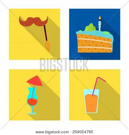 Vector Design Of Party And Birthday Icon. Set Of Party And Celebration Vector Icon For Stock.