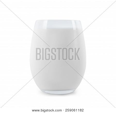 Glass Of Milk Isolated On White Closeup, Reflection, Single, Fresh, Liquid, Healthy, Natural