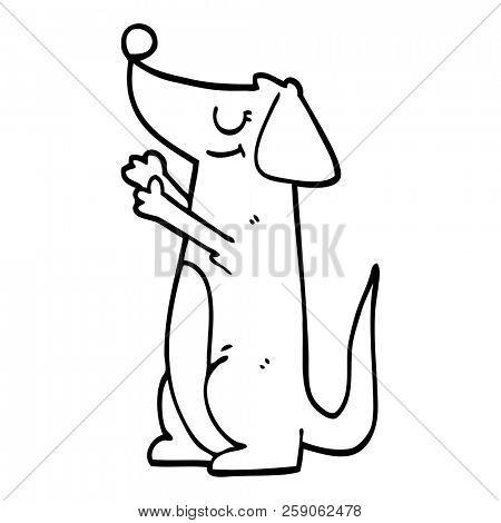 line drawing cartoon well behaved dog
