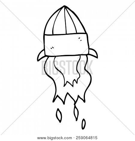 line drawing cartoon rocket launch