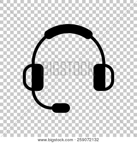 Headphones With Microphone. Support Service. Simple Icon. On Tra