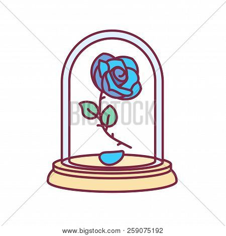Vector Blue Rose, Glass Flask