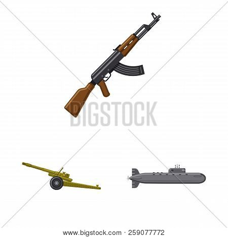 Isolated Object Of Weapon And Gun Icon. Collection Of Weapon And Army Stock Vector Illustration.