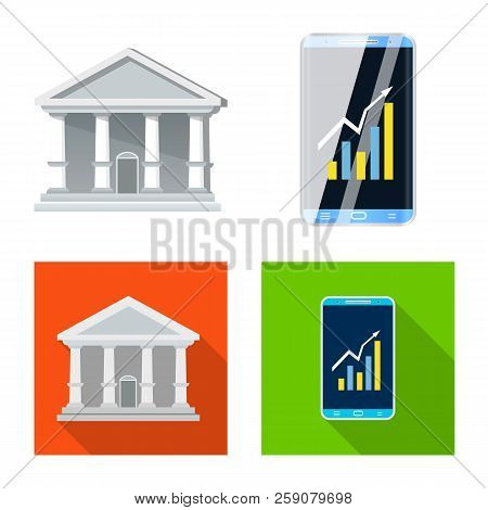 Vector Illustration Of Bank And Money Logo. Set Of Bank And Bill Vector Icon For Stock.