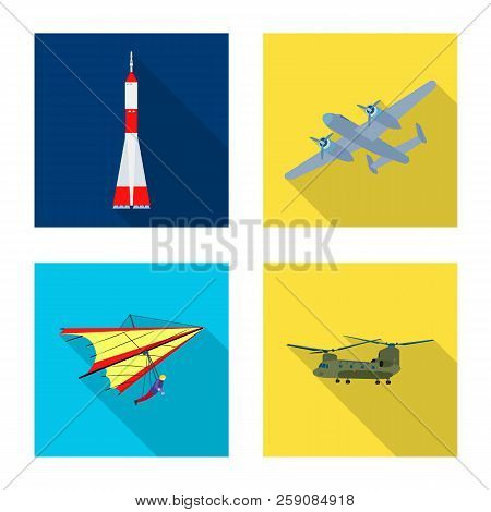 Vector Illustration Of Plane And Transport Icon. Collection Of Plane And Sky Vector Icon For Stock.