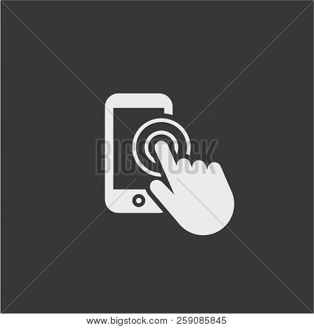 Mobile Phone Flat Vector Icon. Click Here Flat Vector Icon