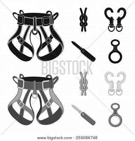 Vector Illustration Of Mountaineering And Peak Icon. Set Of Mountaineering And Camp Vector Icon For 