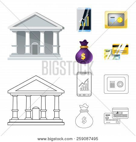 Vector Design Of Bank And Money Icon. Collection Of Bank And Bill Stock Vector Illustration.