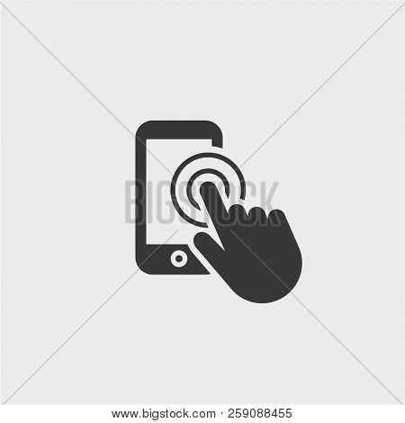 Mobile Phone Flat Vector Icon. Click Here Flat Vector Icon