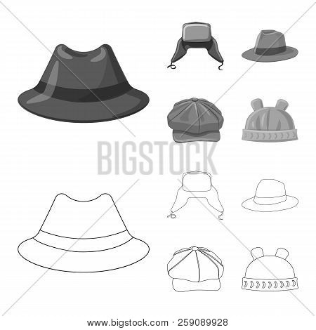 Vector Design Of Headgear And Cap Logo. Set Of Headgear And Accessory Vector Icon For Stock.