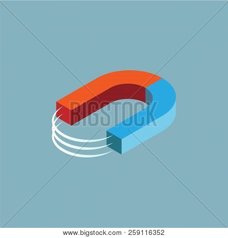Magnet Vector Isometric Icon On Gray Background