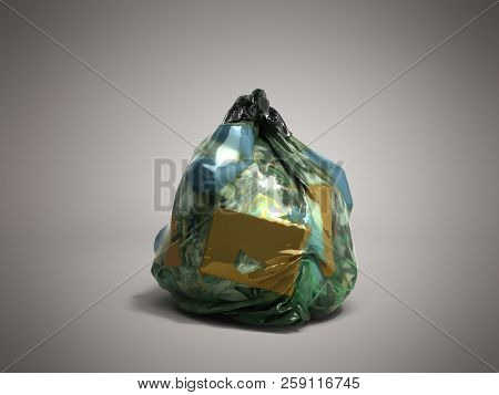 Close Up Of A Garbage Bag 3d Render On Darck Background