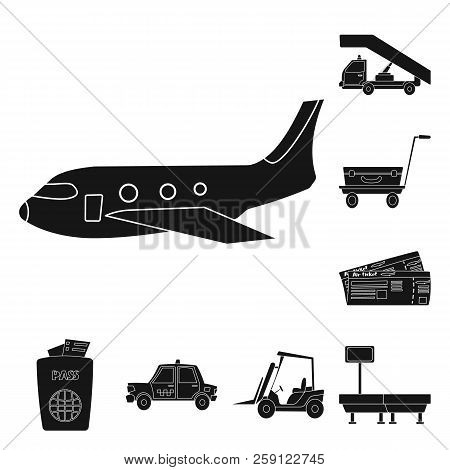 Vector Illustration Of Airport And Airplane Logo. Set Of Airport And Plane Stock Vector Illustration