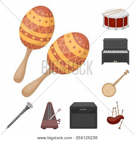 Musical Instrument Cartoon Icons In Set Collection For Design. String And Wind Instrument Vector Sym