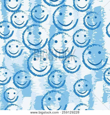 Smile Face Seamless Pattern. Vector Background Texture