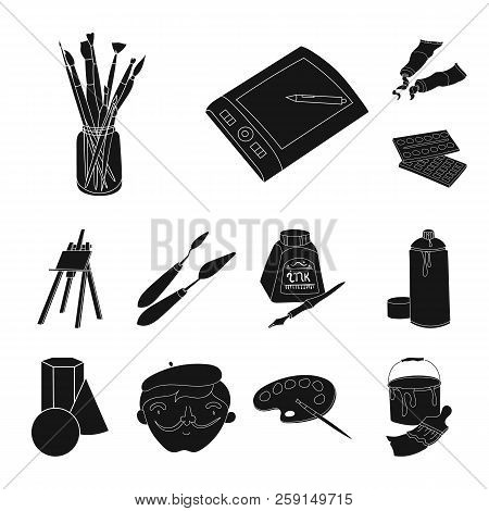 Painter And Drawing Black Icons In Set Collection For Design. Artistic Accessories Vector Symbol Sto
