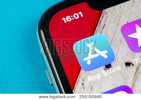 Sankt-petersburg, Russia, September 19, 2018: Apple Store Application Icon On Apple Iphone X Smartph