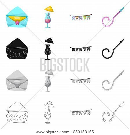 Vector Design Of Party And Birthday Logo. Set Of Party And Celebration Stock Vector Illustration.