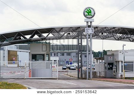 Vrchlabi, Czech Republic - August 25 2018: Skoda Auto Automobile Manufacturer From Volkswagen Group