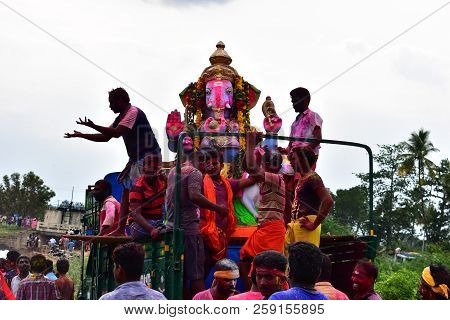 Anaipatti, Tamilnadu - India - September 15 2018: Lord Ganesh Chaturthi Celebrations