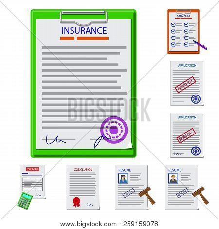 Vector Design Of Form And Document Icon. Collection Of Form And Mark Stock Vector Illustration.
